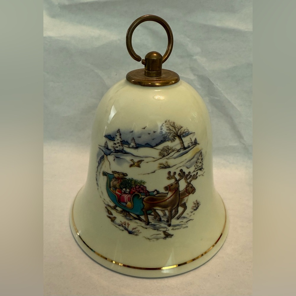 Konitz Germany Porcelain Bell music box Sleigh Design